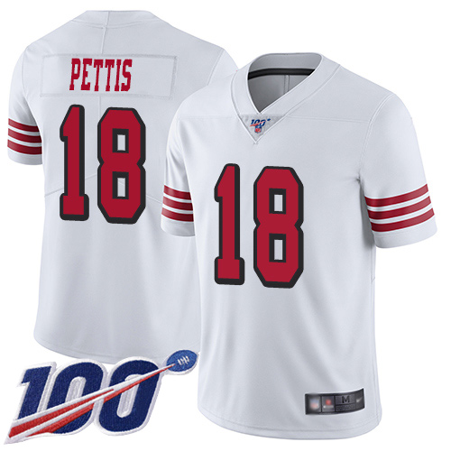 San Francisco 49ers Limited White Men Dante Pettis NFL Jersey #18 100th Season Rush Vapor Untouchable->youth nfl jersey->Youth Jersey